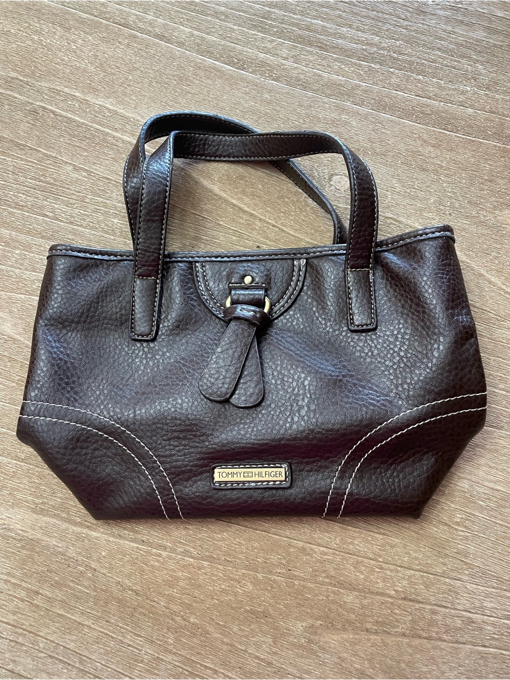 Tommy Hilfiger Brown Faux Leather Small Satchel